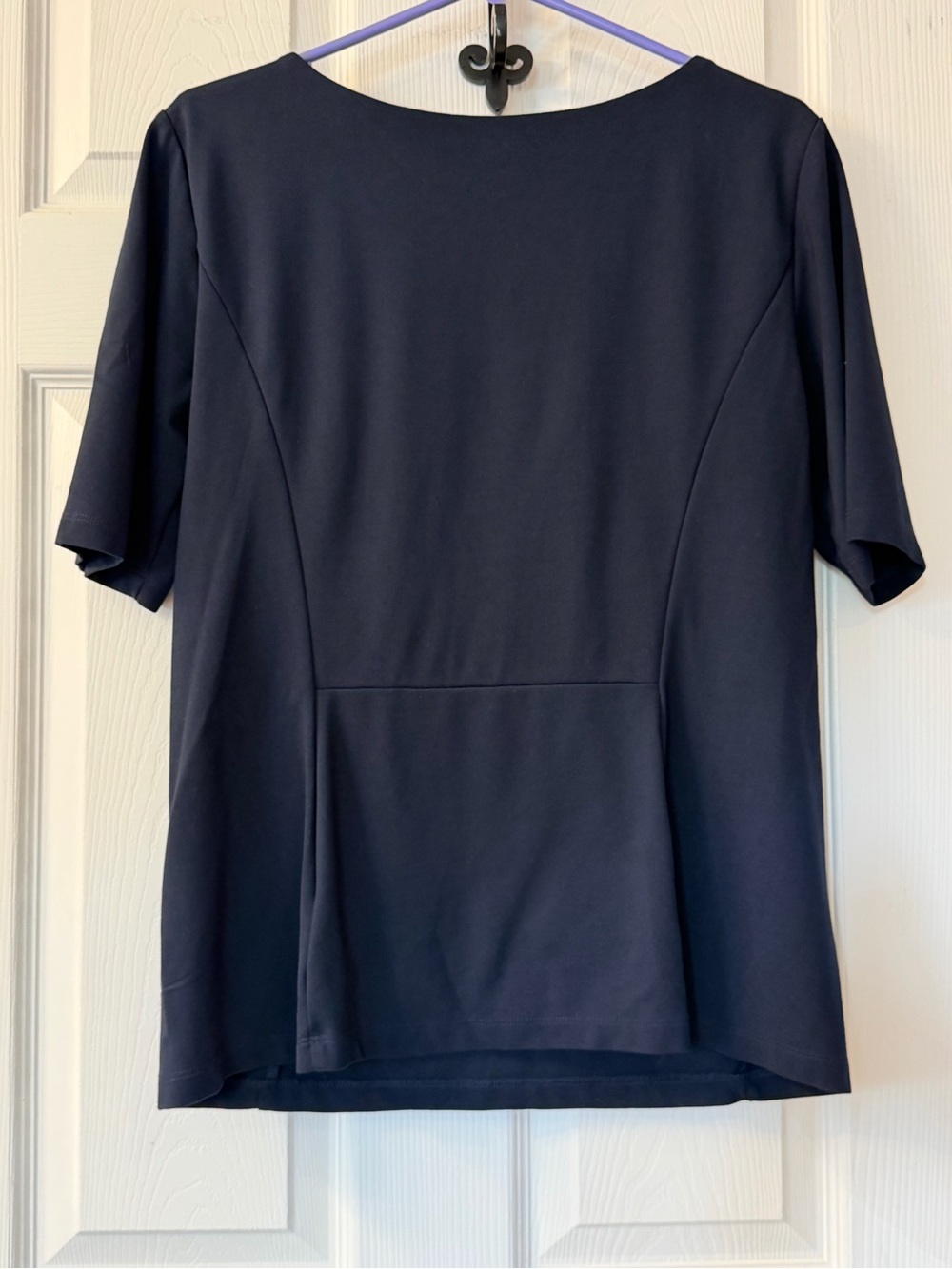 Brooks Brothers Fitted Princess Seam Short Sleeve Top Navy Large